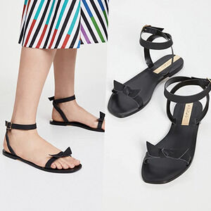 KAANAS Leather Ankle-wrap Bow Sandal